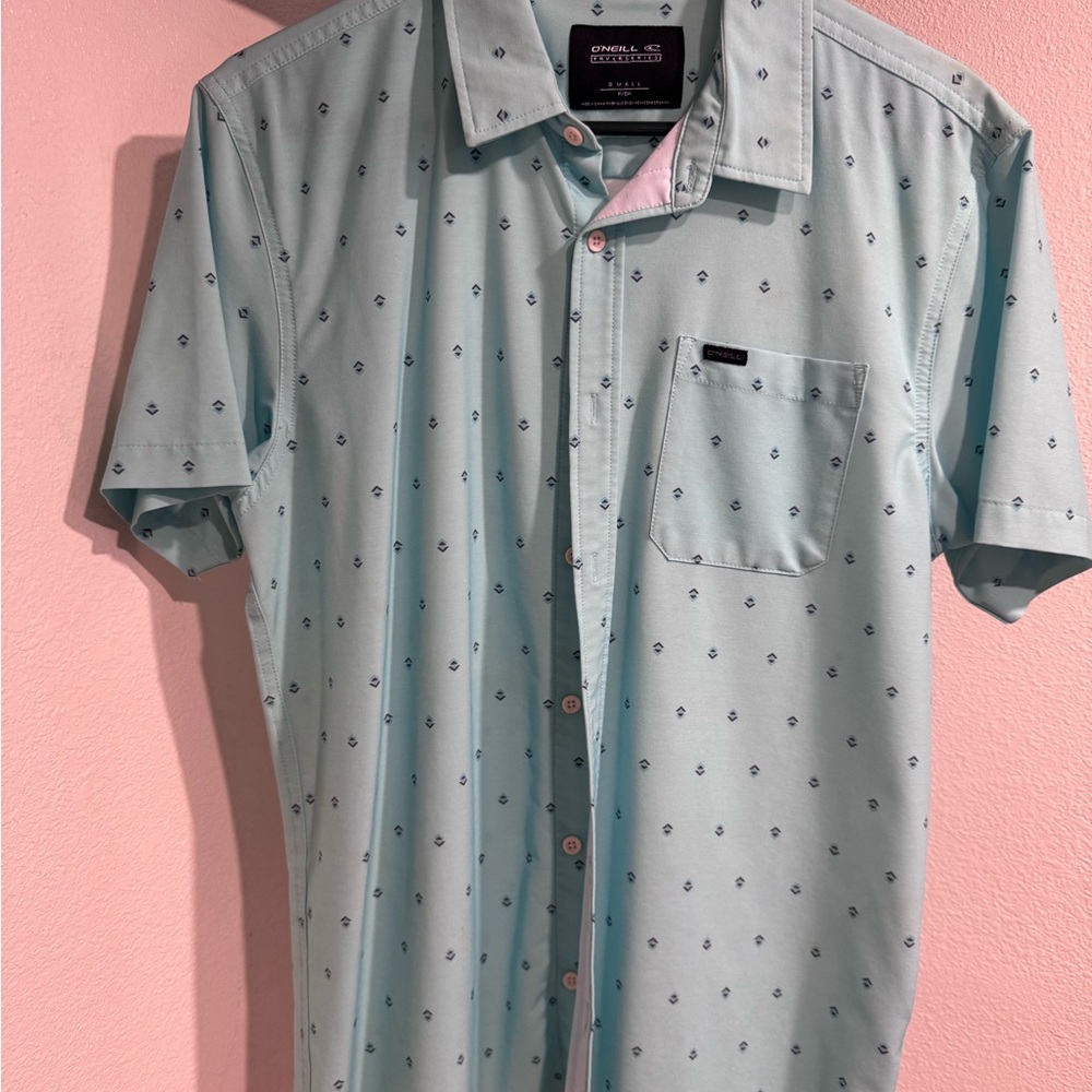 O'Neill Men's Aqua Patterned Button Down Shirt